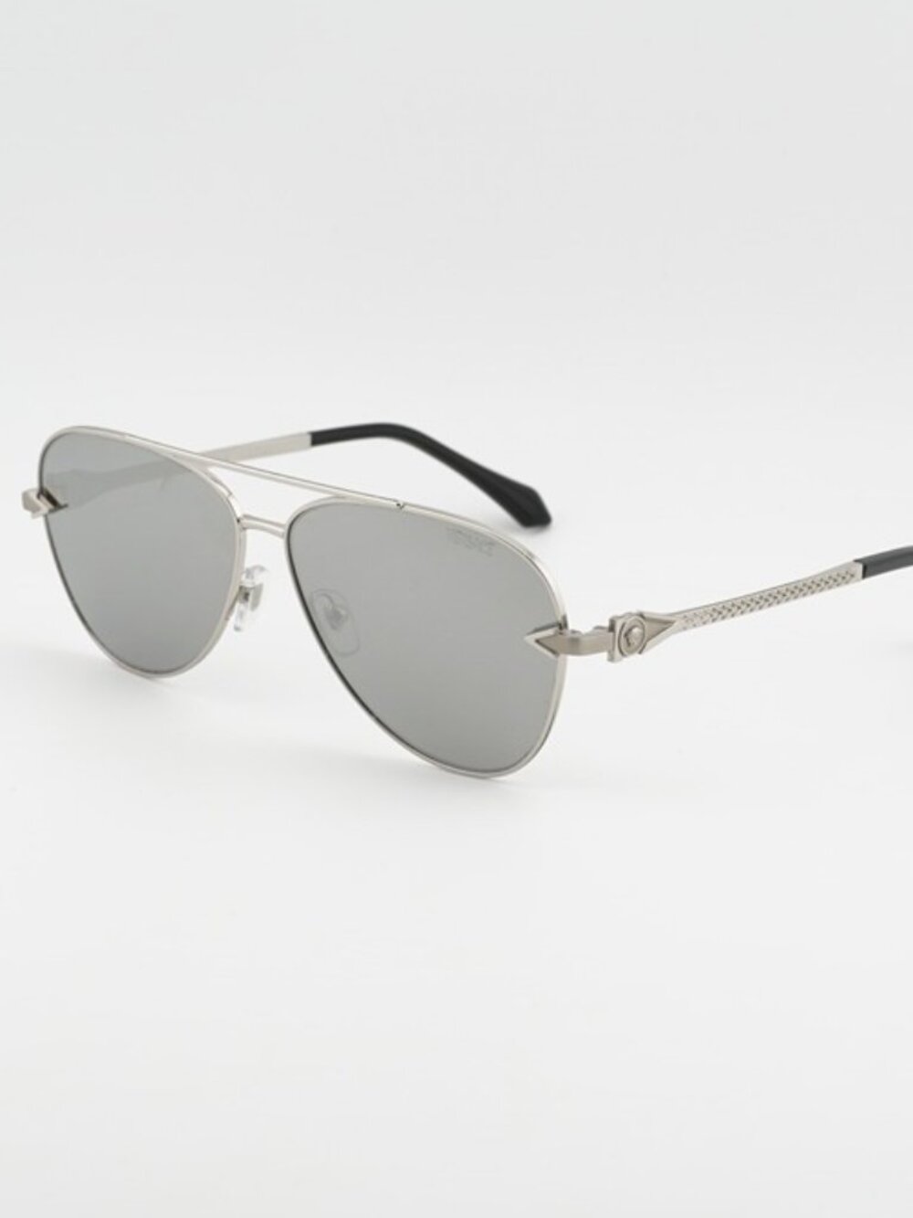 Versace VE2283 10006G Sunglasses Silver Aviator Frame, Grey Mirror Lenses